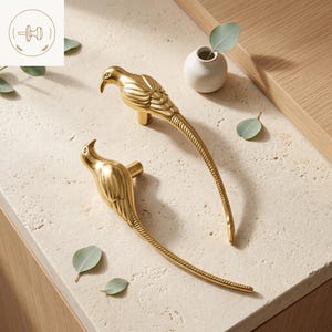 Brass Fortune Bird Cabinet Knob, Vintage Zinc Alloy Furniture Handle (Pair)