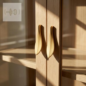 Nordic Gold Leaf Cabinet Knob, 32mm Solid Brass Furniture Pull