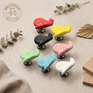 Cartoon Snail Ceramic Drawer Knob Kitchen Cabinet Handle Kids Room Furniture Pull