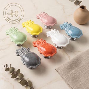 Octopus Ceramic Cabinet Knob, Sea Animal Drawer Pull, European Style Furniture Handle