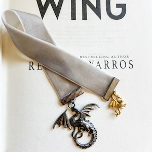 Tairn & Andarna Bookmark, Dragon Bookmark, Fourth Wing Inspired Bookmark, Iron Flame Inspired Bookmark, Velvet Ribbon Bookmark, Bookish