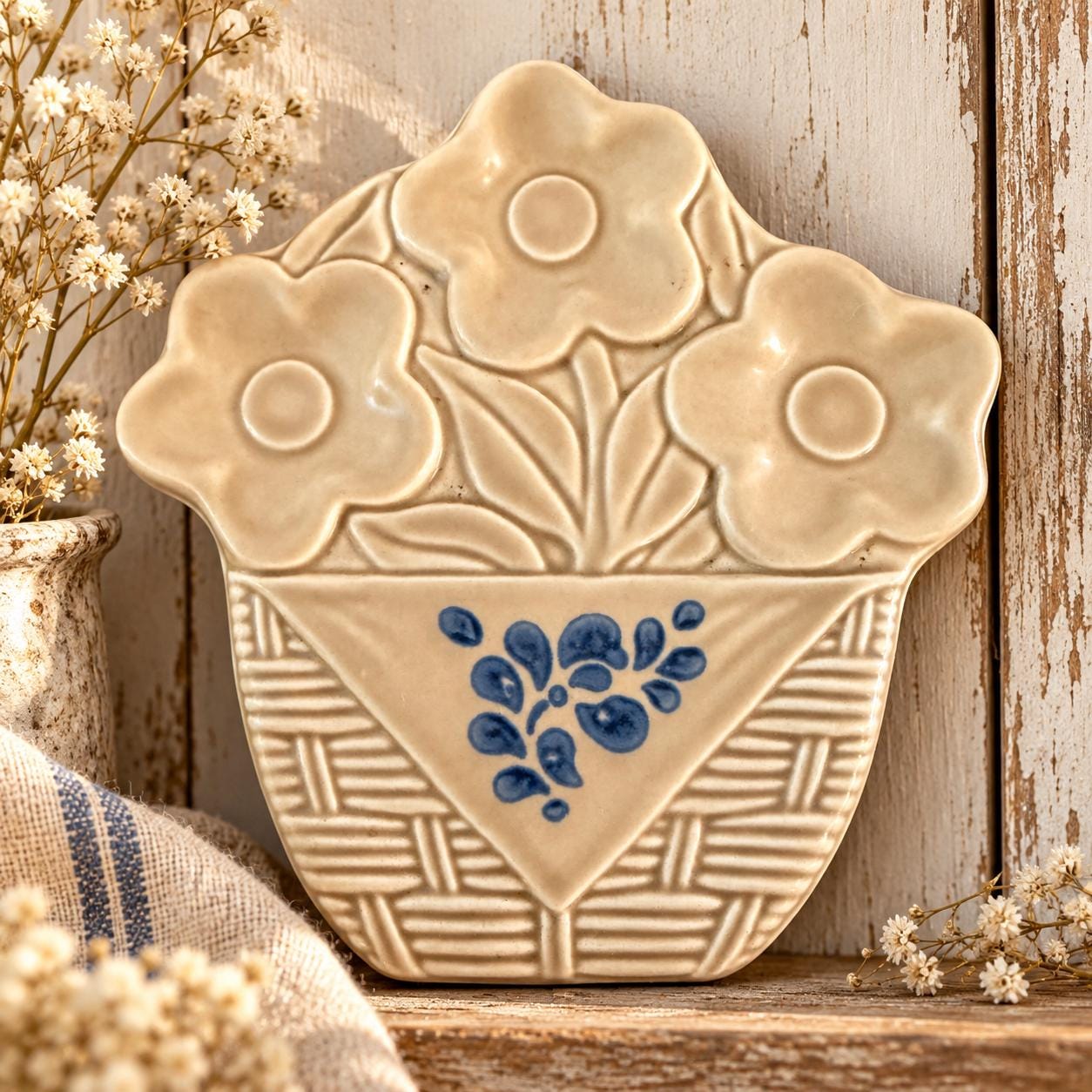 Vintage Blue Flower Stoneware - Etsy