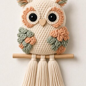 Modèle de hibou au crochet (PDF) - Décoration murale