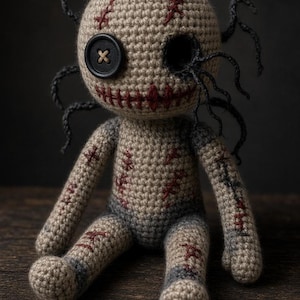 Creepy Stitched Voodoo Doll Ghost Amigurumi Crochet Pattern (PDF)