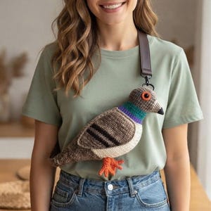 City Pigeon Crossbody Bag Crochet Pattern | Amigurumi Bird Fanny Pack PDF, animal bag pattern | Digital Download | pigeon bag | bird crochet