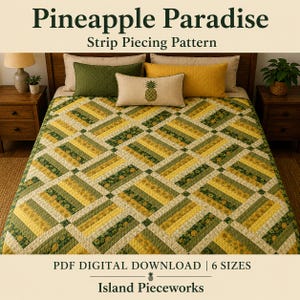 Patrón de colcha "Paraíso de Piña": Costura sencilla con tiras y técnica de cadena irlandesa (descarga en PDF)