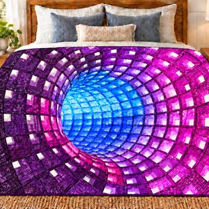 Modèle de courtepointe à illusion d'optique Puka, PDF de patchwork sur papier, format jeté