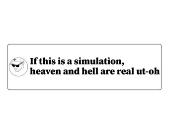 If this is a simulation, heaven and hell are real ut-oh Bumper Sticker | Funny Car Decal | Vinyl 11x3