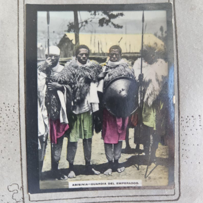 1912 Antique Abyssinia Ethiopia Plate, Emperor Menelik II, Traditional ...