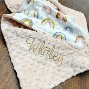 Baby Girl Blanket, Boho Rainbow Baby Blanket, Personalized Minky Blanket