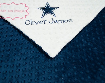 Baby Boy Blanket, Dallas Cowboys Inspired Blanket, Personalized Minky Blanket