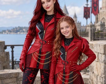 Descendants 4 Red Costume Kids Adult, Princess Red Bodysuit Cosplay, Rise of Red Outfit, Daughter of Queen of Hearts Halloween Costume