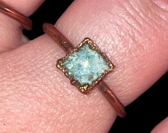 Raw Emerald Square Ring