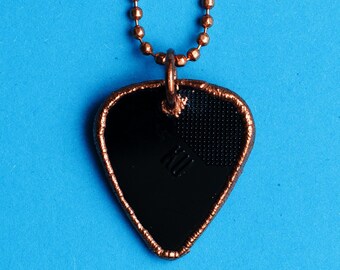 Black Copper Electroformed Guitar Pick Necklace
