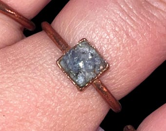 Raw Blue Sapphire Square Ring