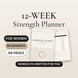 Plano de Treinamento de Força de 12 Semanas para Mulheres, Diário de Treino na Academia (Download Digital)