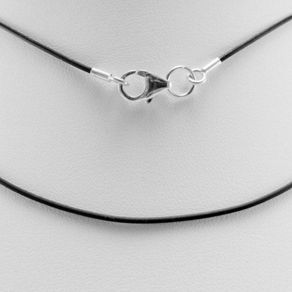 Collier de cordon en caoutchouc noir de 1 mm Extrémités en argent sterling et fermoir homard - vous choisissez la longueur