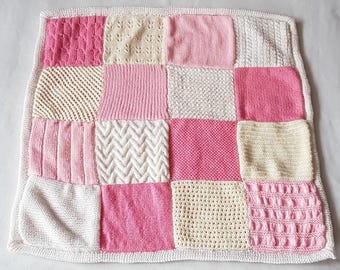 Mädchen Rosa Patchwork Decke Strickmuster - mit Fleece gefüttert, 80 cm (PDF Download)
