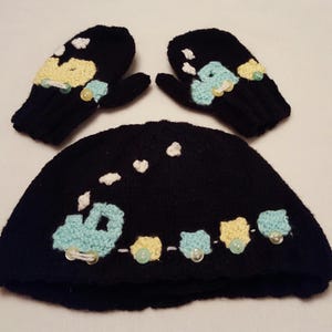 0-2 Years Two Baby Hats & Mittens Set Knitting Pattern (PDF Instant Download)