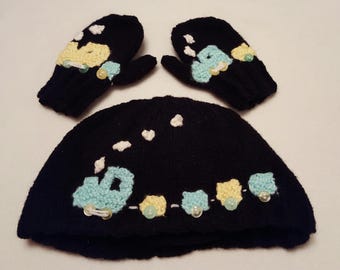 0-2 Jahre zwei Baby Mütze & Handschuhe Set Strickmuster (PDF Sofort-Download)