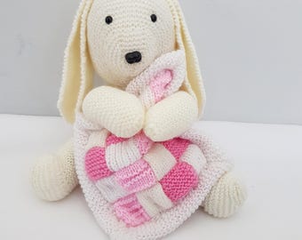 Creme & Rosa Toy Bunny Rabbit Strickmuster (PDF Download)
