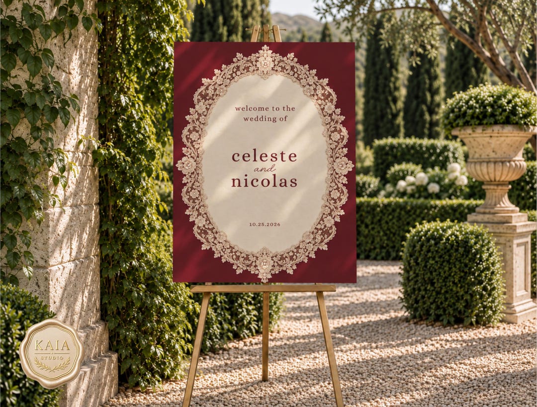 Vintage Lace Wedding Sign Template Editable Canva Welcome Sign Seating Vintage Lace Wedding Sign Template Editable Canva Welcome Sign Seating