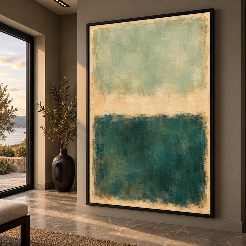Mark Rothko Abstract Canvas Print, Green Blue Color Block Wall Art ...
