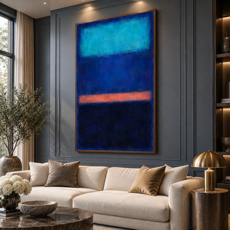Mark Rothko Style Abstract Canvas Print, Blue Orange Wall Art (handmade ...