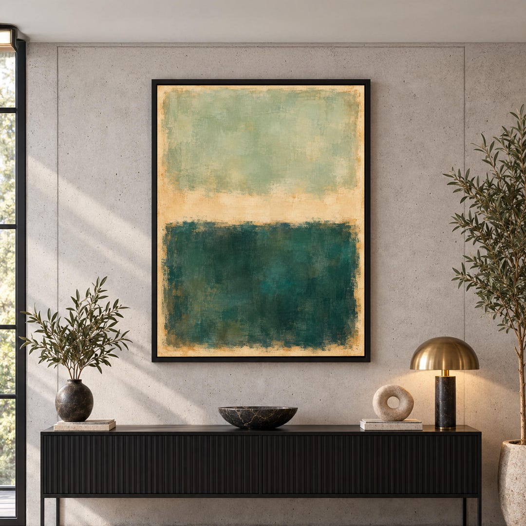 Mark Rothko Abstract Canvas Print, Green Blue Color Block Wall Art ...
