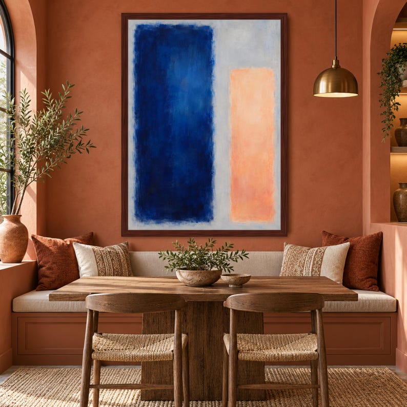 Mark Rothko Abstract Canvas Print, Blue Peach Modern Wall Art (handmade ...