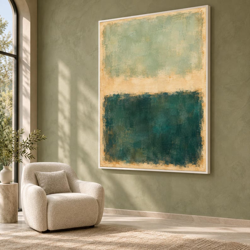 Mark Rothko Abstract Canvas Print, Green Blue Color Block Wall Art ...