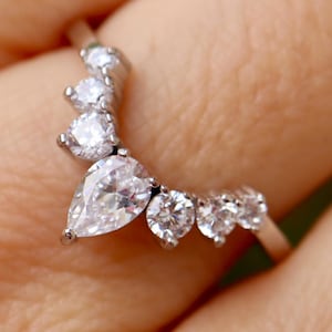Cubic Zirconia Sterling Silver Enhancer Guard Contour Band