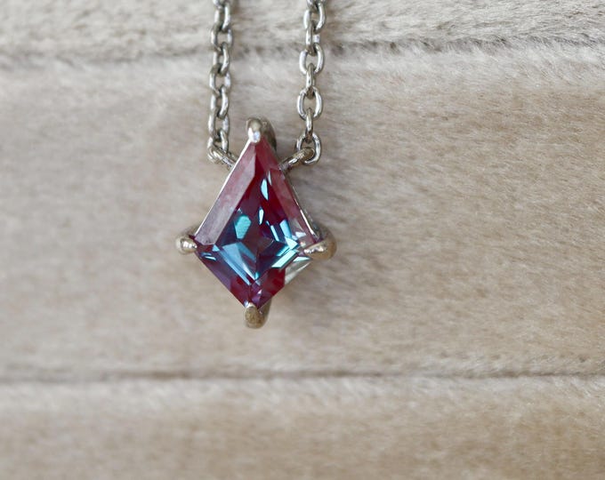 Color Change Alexandrite in Kite Hexagon Coffin Shield Shapes in Sterling Silver