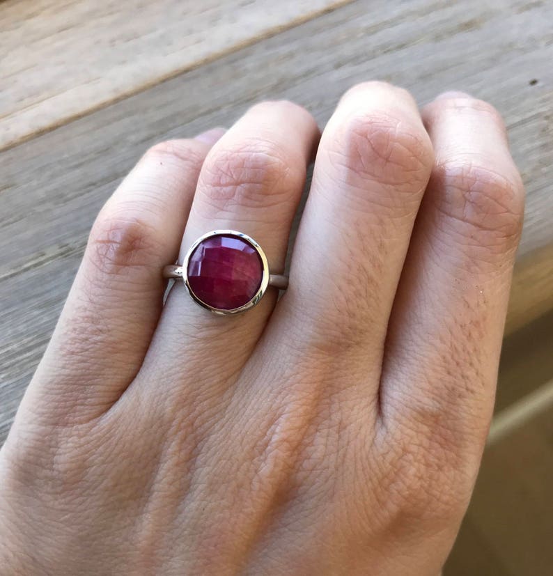 Stackable Round Ruby Ring Genuine Raw Ruby Ring July Etsy