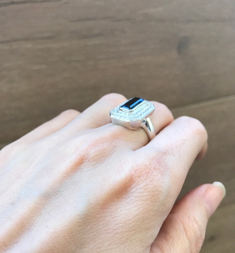 Genuine Green Tourmaline Statement Ring Green Emerald Cut Etsy