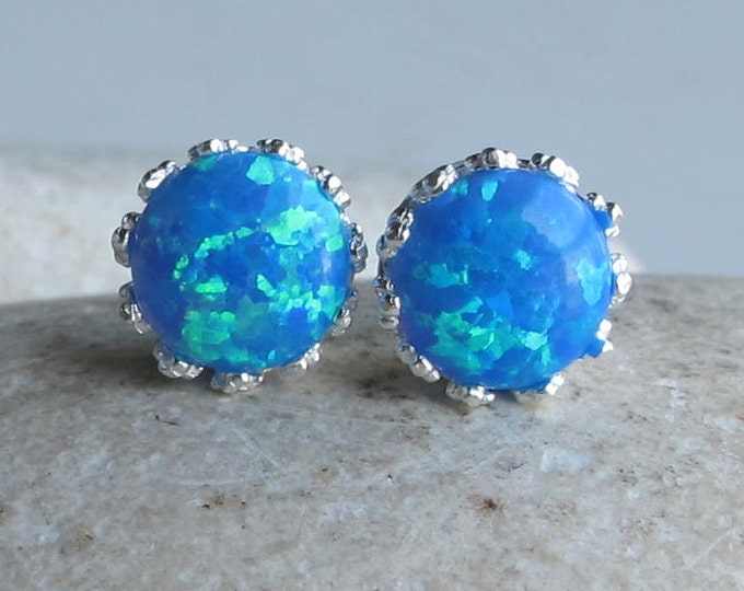 Rainbow Blue Stud Earring- Bohemian Blue Earring- October Birthstone Earring- Jewelry Gifts for Her- Mermaid Gypsy Festive Earring