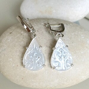 White Moonstone Wedding Bridal Earring- Pear Shape Earring- June Birthstone Earring- Engagement Moonstone Earring- Unique Classic Earring