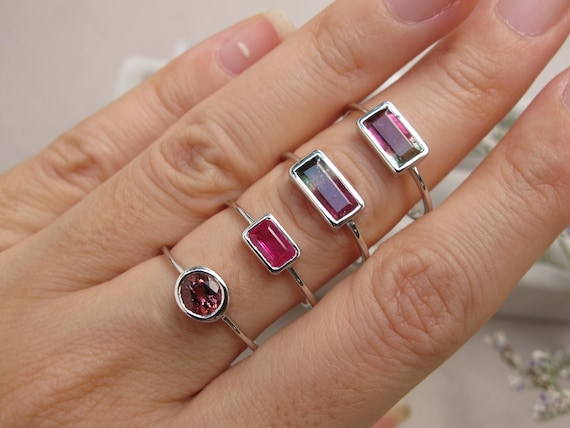 Genuine pink tourmaline clearance ring