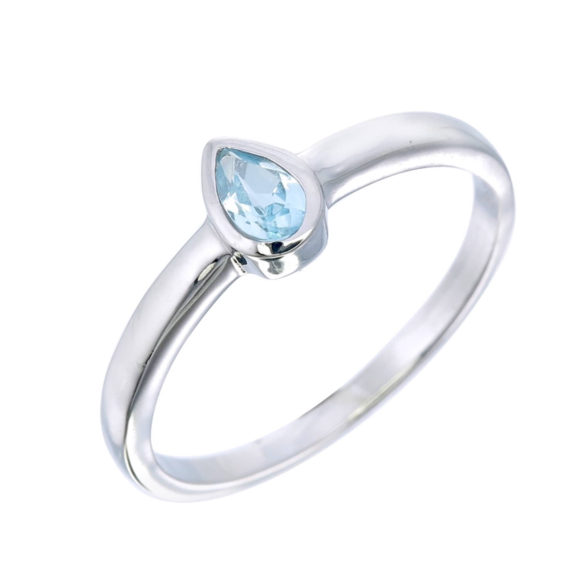 Sterling Silver Three Stone Ring Light Blue - Linda & Co