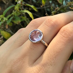 Light Purple Amethyst Ring- February Birthstone Ring- Light Purple Gemstone Ring- Faceted Stackable Ring- Simple Amethyst Solitaire Ring