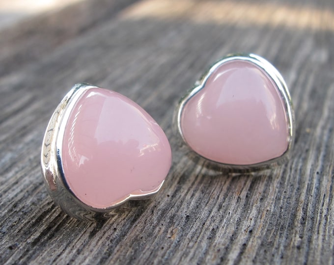 Pink Heart Shape Large Stud Earring- Pink Stud Heart Earring- Valentine Gifts for Her- Jewelry Gifts for Her- Gift for Wife