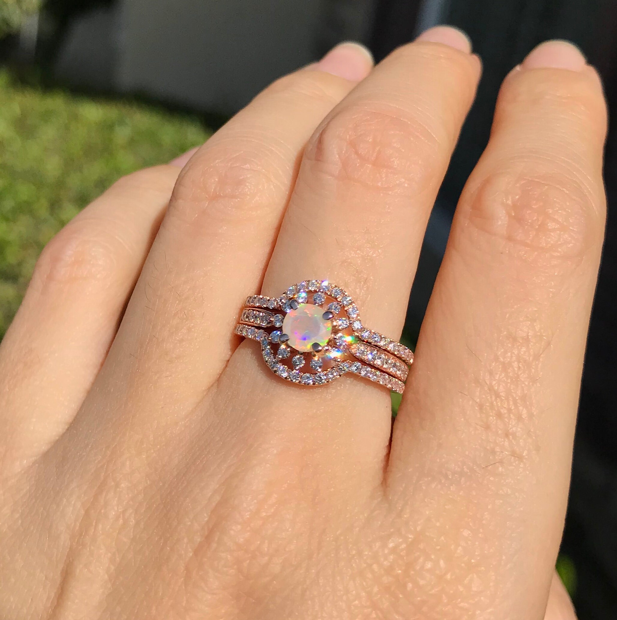 opal engagement ring set opal engagement ring set