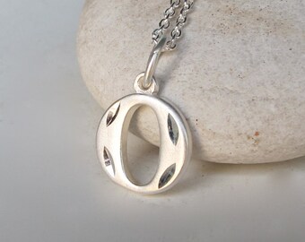 Initial O Necklace- Charm Necklace- Silver Initial Necklace- Statement Necklace- Minimalist Necklace- Necklaces