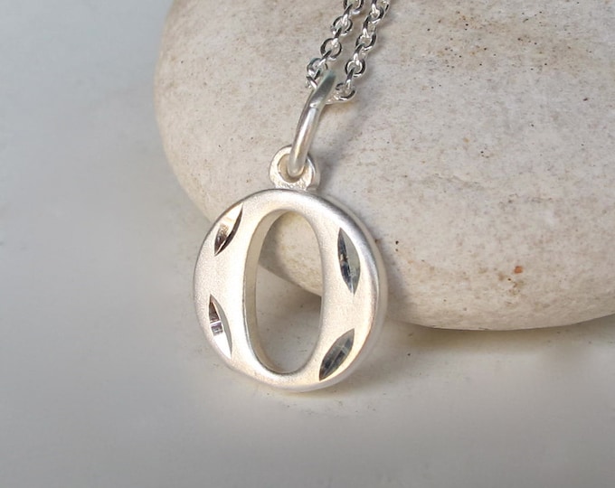 Initial O Necklace- Charm Necklace- Silver Initial Necklace- Statement Necklace- Minimalist Necklace- Necklaces