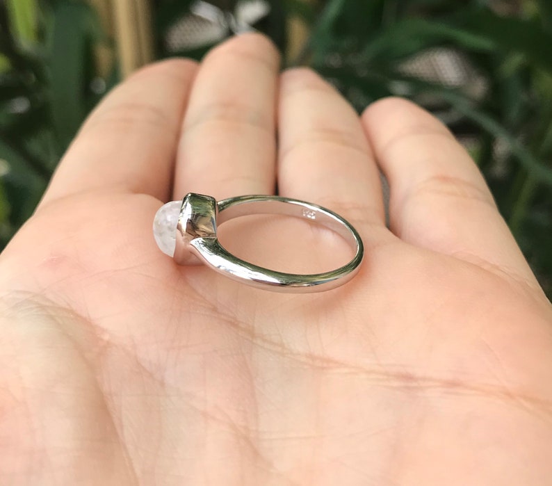 June Birthstone Ring Bohemian Simple Ring Teardrop Moonstone Ring Tiny Rainbow Moonstone Silver Ring Moonstone Stackable Pear Ring