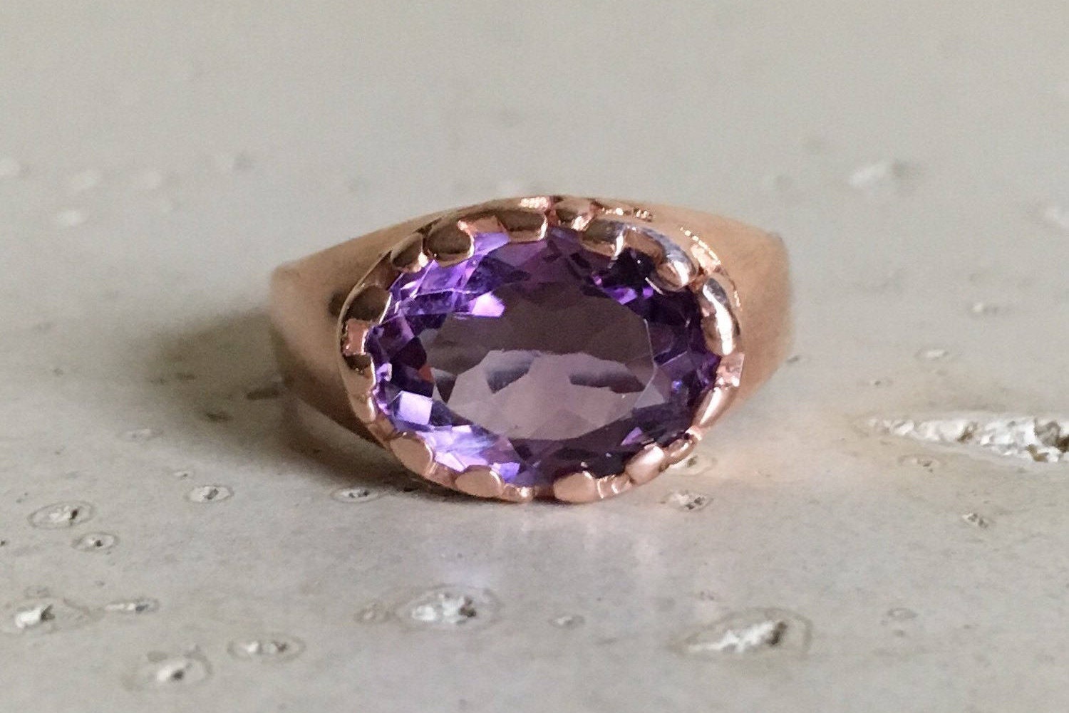 Purple Amethyst Engagement Ring Rose Gold Engagement Ring | Etsy