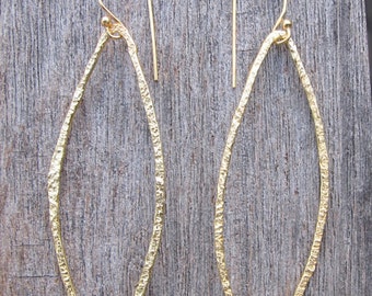 Large Hoop Dangle Geometric Earring- Sterling Silver Hoop Textured Long Statement Earring- Lightweight Drop Minimalist Earring