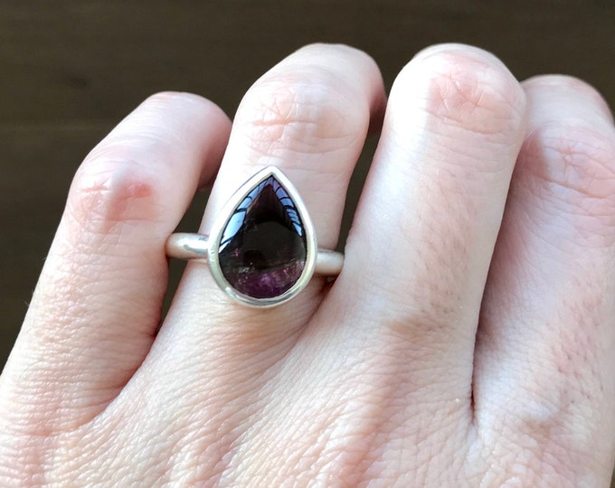 Pear Shaped Tourmaline Ring- Unique Engagement Ring- October Birthstone Ring- Simple Promise Ring- Alternative Engagement Ring-