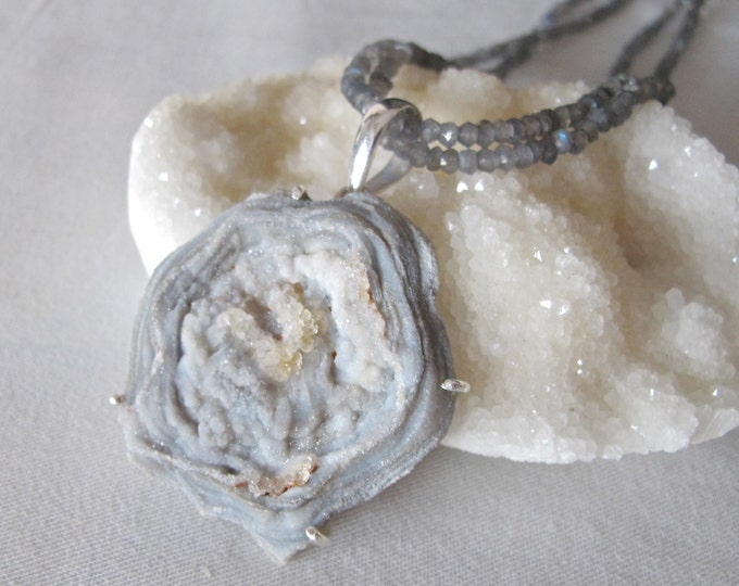 Druzy Necklace Large Rough Raw Natural Boho Statement Necklace Geode