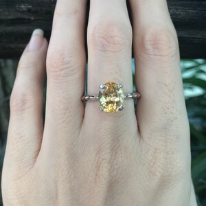 Genuine Yellow Topaz Oval Solitaire Prong Ring- Citrine Statement Cocktail Ring- Sterling Silver Yellow Ring- November Birthstone Stack Ring image 9